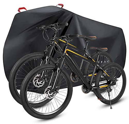 Faireach Telo Copri Bicicletta da Esterno per 2 Bici, Copribiciclette Impermeabile con Fori per Lucchetto, Copertura Biciclette da Esterno Resiste a Polvere, Pioggia, Neve e Raggi UV
