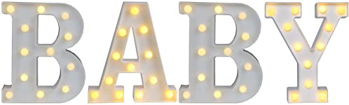 Fantasee Leuchtende Buchstaben, 26 Alphabet-Leuchten, Festzelt, Zahlen, Buchstaben, Schild für Hochzeit, Geburtstag, Party, Lampe, Weihnachten, Zuhause, Bar, Dekoration (Baby)
