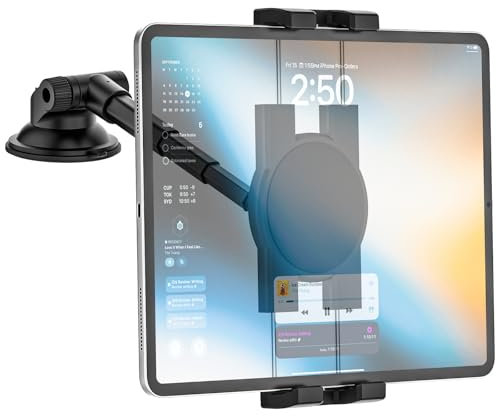 Phichy Armaturenbrett Windschutzscheibe Tablet Halterung Auto für 4,7-13 Zoll iPad, FKZ/PKW/LKW Arm Extension Saugnapf Tablethalterungen Auto für iPad Pro/Air/Mini, Galaxy Tab, Fire HD,iPhone