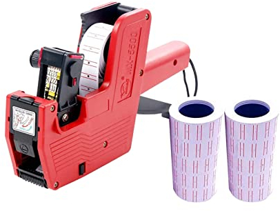 8 Ziffern Preisschild Maschine Handheld Preis Etikett Etikett Date Maker Preisgestaltung mit 10 Stück Preisetiketten Papier für Büroeinzelhandel Lebensmittelgeschäft Organisation Markierungslager