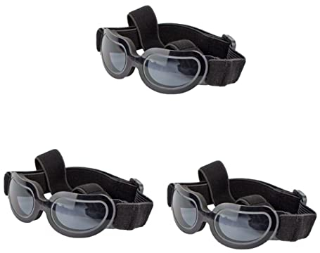 Mipcase 3stücke Hundesonnenbrille Uv-Schutz Für Hunde wasserdichte Faltbare Schutzbrille Mit Verstellbarem Gurt Schwarz Haustierzubehör Für Optimale Augensicherheit