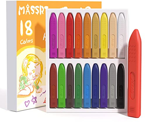 Dreikant Jumbo Wachsmalstifte für Kleinkinder, 18 Farben, Ungiftig, Abwaschbar, Leicht zu Halten, Bruchsichere sichere Malstifte für Kinder
