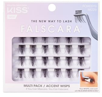 KISS FALSCARA False Eyelashes WISPS Multipack, Accent, DIY, Ultra Glam, Invisible, Rewearable 3x, Buildable & Customizable, Easy To Apply, Split Lash Tip | 24 Wisps