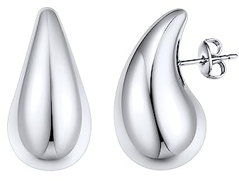 FOCALOOK Stern Ohrringe Tropfen Herzcreolen Edelstahl Damen Dicke Ohrringe Offene Kreolen Accessoire Statement Ohrringe Schmuck für Party Geburtstag