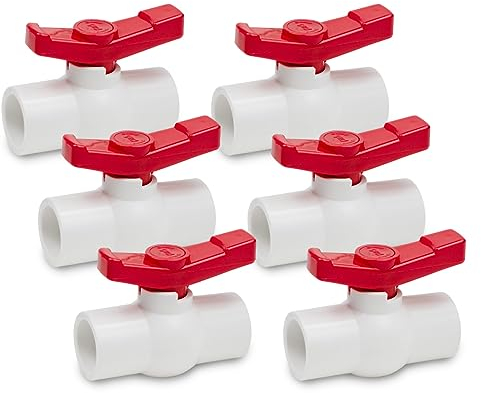 Bwintech 6 Pcs 25MM PVC Ball Valve,Faucet Water Stop Ball Valve, 90 Degree Operation Handle Valve Pipe Fittings