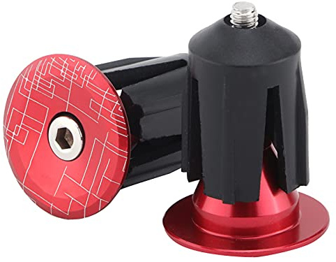 Tissting 1 Paar Fahrrad Lenkerstopfen Aluminiumlegierung Expansion Verstellbare Fahrrad Lenker Endkappen Lenkerendkappen für 15,9-21,4mm MTB BMX Rennrad Lenker(Rot)