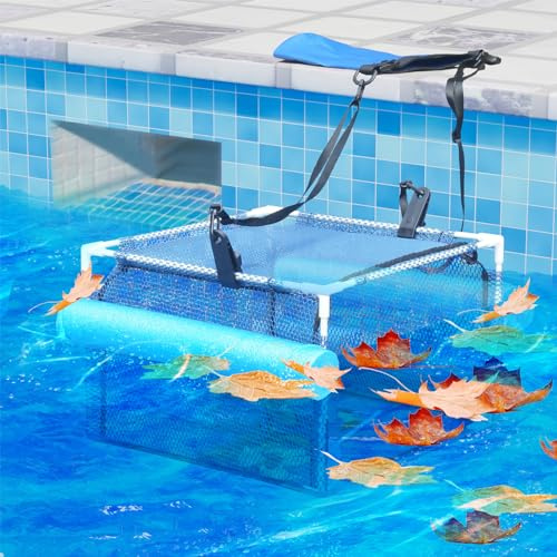 MEEGOON Schwimmbad-Schmutzfilter, Schwimmender Skimmer, Stabiler Pool-Laubkescher, Oberflächen-Schmutzfänger, Ganzjahrespool-Laubfänger, Blau | Stabiler Pool-Skimmer-Schutz mit feinem Netz, fängt Blätter und Schmutz für oberirdische und unterirdische Pools auf
