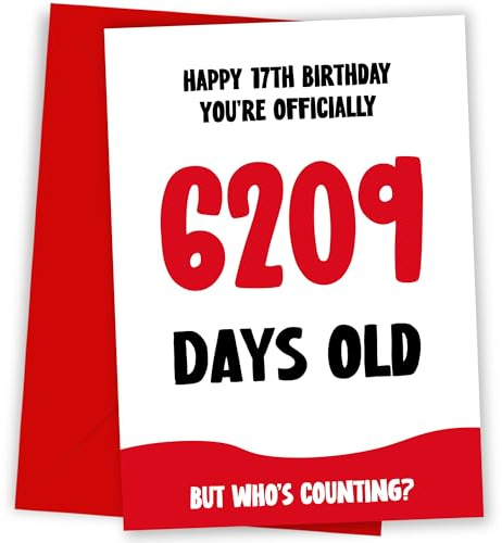 Hey Chimp Lustige Geburtstagskarte zum 17. Geburtstag für Jungen und Mädchen, offizielle 6209 Tage alt, humorvolle Geburtstagskarte zum 17. Geburtstag