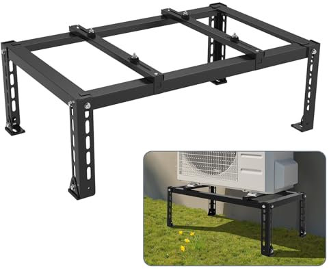 Flamorrow Mini-Bodenständer, robuste Bodenständerhalterung für 9.000–24.000 BTU kanallose Mini-Split-Klimaanlagen, Wärmepumpensystem & HVAC, Universal-Kondensatorständer, schwarz