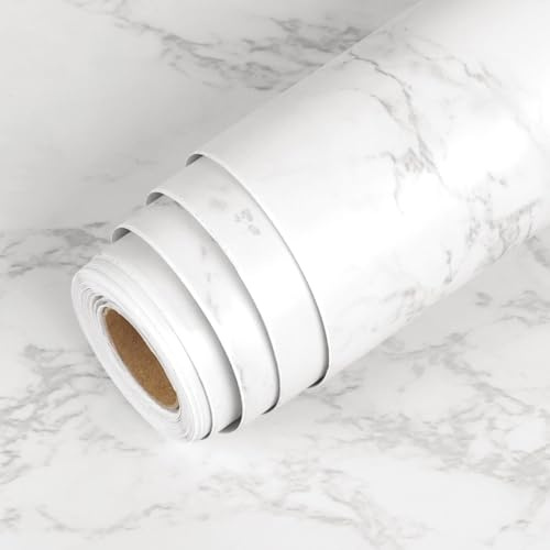 LaCheery 90cm x 400cm Möbelfolie Grau Marmor Klebefolie Küche Arbeitsplatte Marmor Folie Selbstklebend Grau Küchenfolie Weiß PVC Wandpaneele Marmoroptik Küchentapete Küchenfronten Schrank Fensterbank
