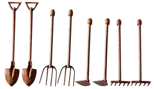 Happyyami 8pezzi Decorazione Attrezzi Giardino Metallo Mini Ornamenti Forniture Fatati Attrezzi Giardinaggio Micro