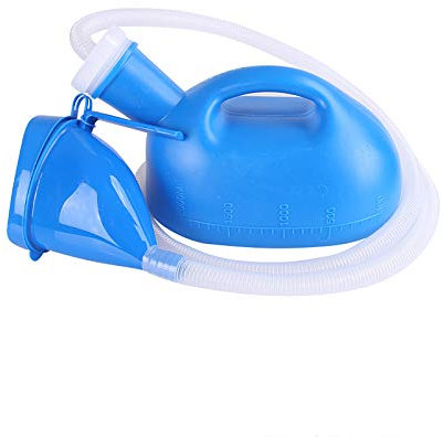 UNbit Unisex-Bett-Urinal for Frauen oder Männer, Universal-Töpfchen-Pee-Flaschensammler, Reisetoilette, 2000 ml, mit Deckel und 1,6 m Ablaufschlauch, bequem und praktisch Urinal