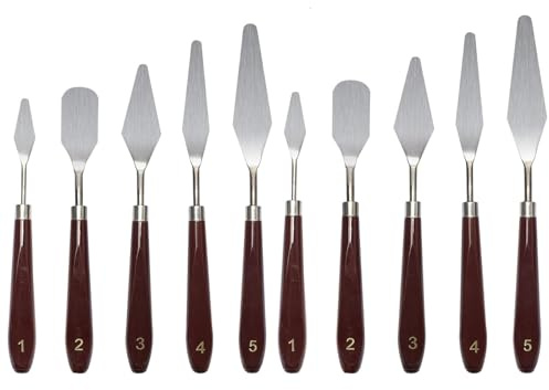 10PCS Color Matching Set, Color Knife Baking Painting Stainless Steel Process Color Matching. Acrylic Art Color Mixing Art Oil Painting Color Mixing Scraping.