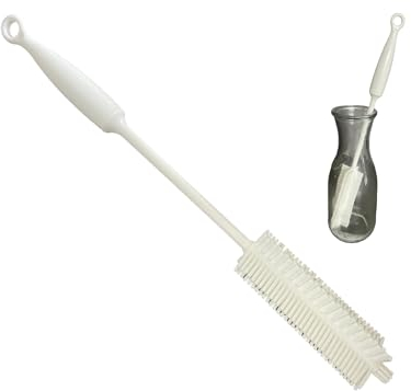1 cepillo de silicona para biberones con mango largo, 32 cm de largo, color blanco