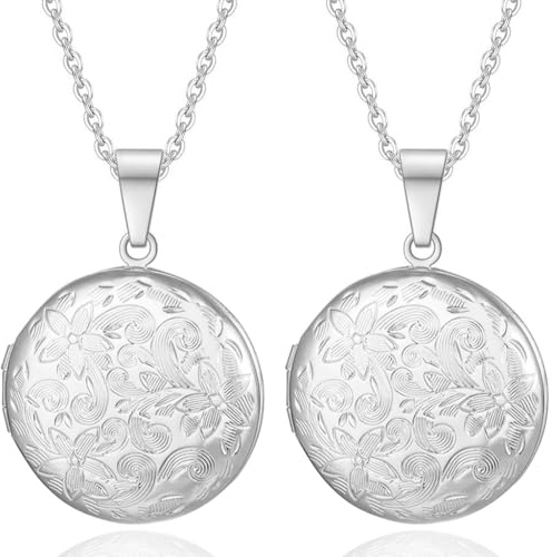 Kawailay 2 pièces Collier avec médaillon pour photos Collier en acier inoxydable avec pendentif Colliers à chaîne avec image pour femmes