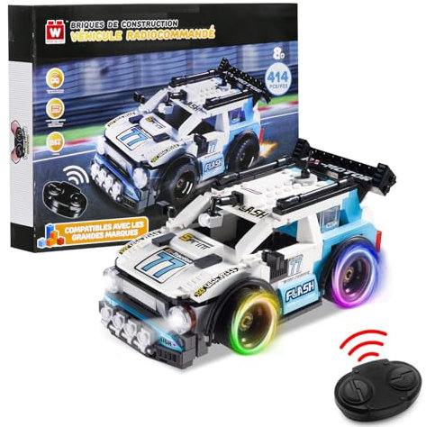 W WISE BLOCK Voiture Télécommandée Jeu de Construction - Véhicule Racing Radiocommandé 414 PCS,Jouet Enfant 8 9 10 11 12+ Ans Garcon Fille
