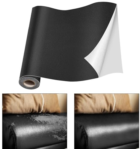 Kunstleder Selbstklebend Schwarz 60x200cm Leder Reparatur Patch PU Lederoptik Lederflicken Folie für Sofa Autositze Möbel Lederreparatur Möbelfolie Leather Repair Lederflicken (Schwarz - 40x200cm)