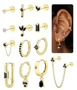 MILACOLATO 13 Pcs Ohrringe Set Damen Piercing Ohr Helix Chirurgenstahl | Knorpel Piercing Helix Ohr 20G Gold Silber Creolen Ohrstecker Edelstahl Klein Hypoallergen Damen Ohrringe Schmuck Damen