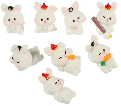 ABOOFAN 32 STK Miniaturfiguren Hasen-Ornamente Mini-Hasen-Statue Miniatur-häschen-Spielzeug Miniaturspielzeug Mikrospielzeug Kleine Hasendekoration Märchenhafte Gartentiere Weiß Harz