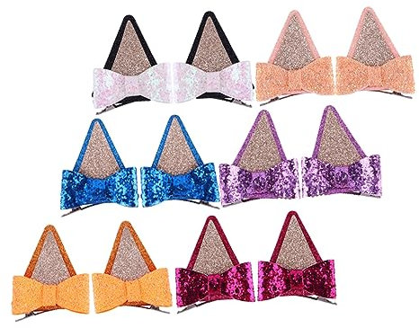 BESTonZON 6 Paare Zubehör für Halloween-Kostüme Haarspangen Glitzer-Haarschmuck haarspange kinder haarklammer kinder haar spangen hair topper kleine Haarnadeln Katzenohren Haarnadeln Stoff
