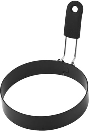 Garneck tortilla de huevo aro para cocinar molde para freir anillo para freír aros reutilizables para freír anillo de molde de huevo Acero inoxidable Black