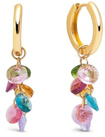 SINGULARU Pendientes Mujer Caramelo Colors Baño Oro | Latón con baño de Oro de 18kt aporta estilo y elegancia con cristales de colores y circonita.