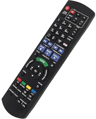 Replacement Remote Control N2QAYB000759 N2QAYB001046 2in1, Fit for Panasonic Blu-ray DVD Player Recorder DMR-B35EG DMR-BCT7 DMR-BCT720 DMR-BCT721 DMR-BCT721EG DMR-BCT73 DMR-BCT750 DMR-BCT750EG