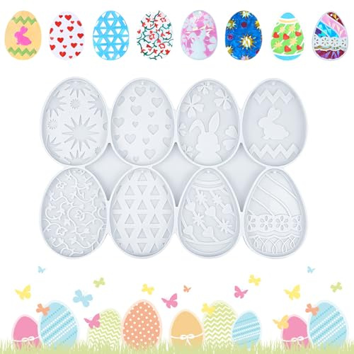 Silikonform Hase Oster,8 Stück Silikonformen Gießformen,Eier Ostern,Silikonform Ostern,Gießformen Silikon Ostern Deko,Diy Silikonformen Ostereier,Epoxidharz Formen,Gießform Hase Für Osterdeko