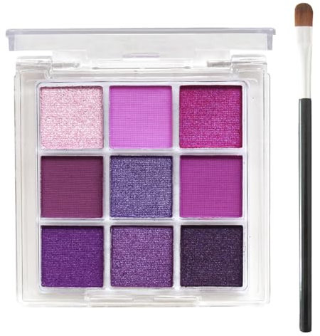 Palette di ombretti viola – 9 colori opaco shimmer ombretto con pennello – Lunga durata altamente pigmentata leggera e liscia in polvere ombretto, trucco per occhi (lavanda viola)