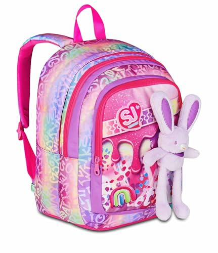 SJ GANG STYLE JAM GANG Zaino Scuola Advanced, Lilla, Doppio Scomparto e Tasca per Borraccia, 29 L, Zaino Scuola Elementare, Zaino Bambina