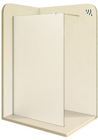 Moments Of Glass Mampara de Ducha Fija/Walk-In Fiona 100x200cm, Cristal Templado Satinado de 10mm, Perfiles y Barra Estabilizadora en Acero Inoxidable Cromado