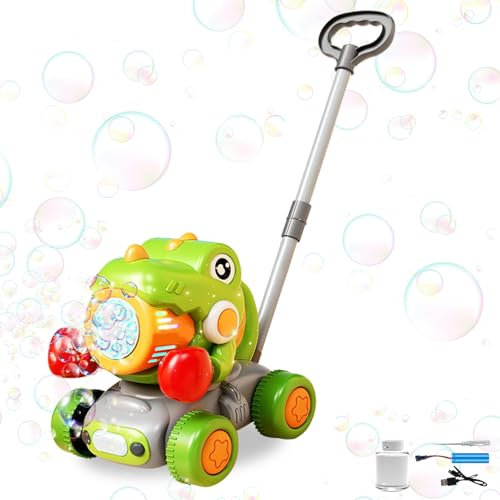 Skeadex Seifenblasenmaschine Rasenmäher Kinder, Seifenblasen Kinder Bubble Machine mit LED Licht & Blasenlösungm Sommer Outdoor Gartenspielzeug Seifenblasen Rasenmäher für Kinders (A)