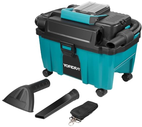 Yofidra aspirateur eau et poussière, aspirateur d'atelier 3-en-1 avec fonction soufflerie, aspirateur sans balais 15 kPa, 10 L, filtre HEPA, compatible avec batterie Makita 18 V (batterie non incluse)
