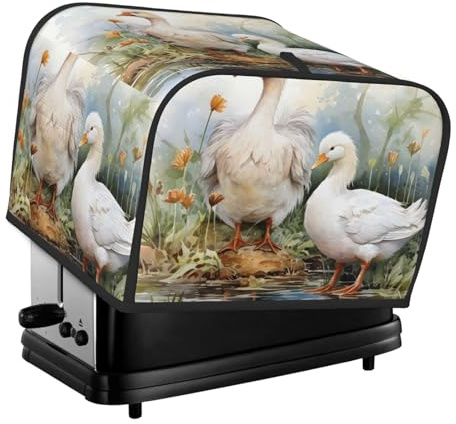 Mexpekil Farm Animal Duck 4 Slice Toaster Cover Waterproof Appliance Covers with Hanging Loop Dustproof Bread Toaster Protector for Kitchen