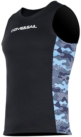 Lynqeeh herr våtdräktsväst, 2 mm ärmlös topp i neopren för dykning kanotpaddling, simning med nylon, 10 % material för surfing (S)