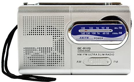 Licsaliwe Mini Radio Portable BC-R119 AM/FM antenne télescopique récepteur Mondial Haut-Parleur Batterie Rechargeable Argent (sans Batterie)