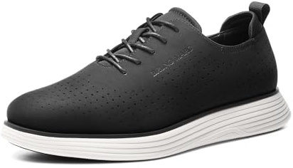 Bruno Marc mäns bekväma träningsskor, skolskor för pojkar, VersaEase III mode klänning sneakers Oxfords klassiska andningsbara vardagsskor, Svart Nubuck, 44 EU