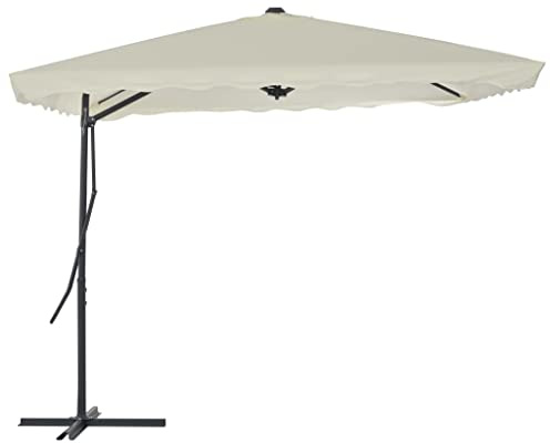 GLJTUO Parasol De Jardin Pliable Et Portable en Métal, Parasol Déporté D'Extérieur avec Mât en Acier Et 4 Baleines, Parasol De Terrasse, Parasol Coupe-Feu, Rotation À 360 Degrés,
