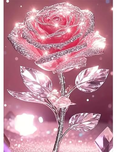 GLIDIAM Diamond Painting Rose Rosa, Diamant Malerei Bilder Blumen Fantasie, 30x40cm DIY Full Drill Basteln Erwachsene, Mosaik Stickerei Kreuzstich Geschenk für Wanddeko Wohnzimmer Schlafzimmer