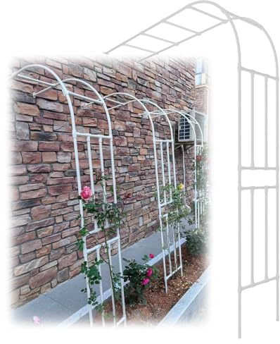 Halbbogen-Metall-Garten-Rankgitter für Kletterpflanzen, halbe Wand, Pergola, erhältlich in 60260 cm Breiten, 240 cm Höhe, perfekt für Rosen und Pflanzen (weiß, L 300 x B 40 x H 240 cm)