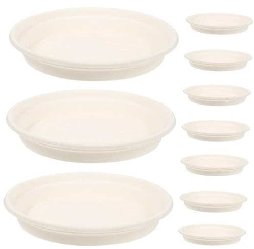 SHINEOFI Platillos Redondos para Plantas de Jardín, Bandejas para Macetas de Plástico, 10 Piezas Color Marfil Claro, Aptos para Interior y Exterior, Bandejas para Drenaje y Protección