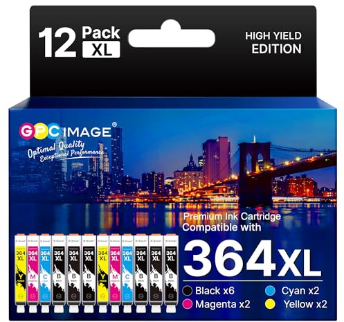GPC IMAGE 364XL Multipack Kompatibel für HP 364 Druckerpatronen, 12er-Pack | für Deskjet 3520 Patronen 3070A 3524 3522, für officejet 4622 4620 4610, Photosmart 5520 6510 5515 5510 5524 7510 7520