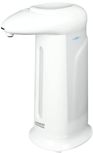 Dispensador automático de jabón líquido con sensor de movimiento infrarrojo, dispensador automático de jabón con LED de funcionamiento, dispensador de jabón a pilas de ABS blanco, dosificador de jabón