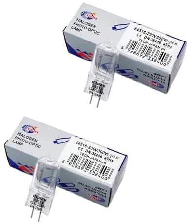 Wikene 1Pcs/2Pcs DN-38406 230V 240V 300W 64516 CP97 220V300W 230V300W 240V300W GX6.35 Bulb Video Light lamp 1Pcs/2Pcs(2 Pieces)