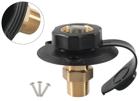 CashMuch Rv Wassereinlass 3/4 Nh weiblich auf 1/2 NPT Stecker mit eingebautem CHK-Ventil, Messing- und IC-Konstruktion für Lk-sicheren Anschluss, für Reisen