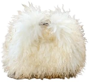 UJEDFHV Fjäder nattväska fluffig liten plysch axelväska för kvinnor, kuvertväska, Beige, Talla única