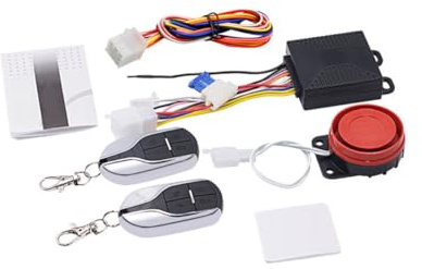 Sistema de Alarma para Motocicleta y Scooter 12 V Entrada | Anticorte de Línea, Reconocimiento por Vibración, Sistema Electrónico Antirrobo, 1 Set, Negro