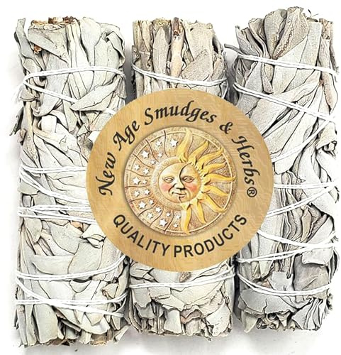 (Pack of 3)-New Age Smudges & Herbs -Premium California White Sage Incense 4 Inches Long. Home Cleansing Incense,Fragrance,Meditation,Smudging Rituals.California Smudge Sticks Rituals -4 Inch