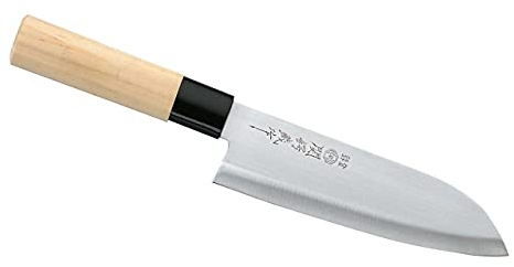Herbertz Japanisches Kochmesser, Santoku, beidseitg geschliffen, Holzgriff, hochwertiges Küchenmesser, scharfes Profi-Kochmesser