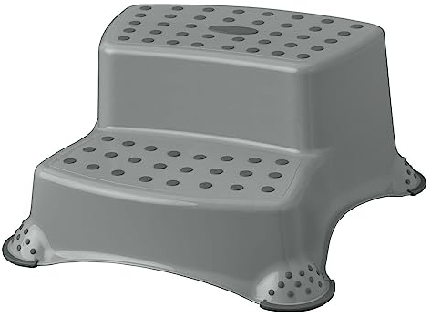 Hocker Trittschemel Tritthocker zweistufig bis 120 kg grau